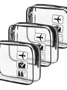 TSA Approved Toiletry Bag, 3 Pcs Clear Toiletries Bags Quart Size Travel Makeup